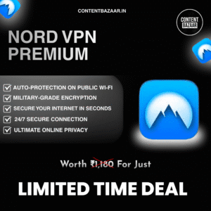 NordVPN Premium offer poster showing encryption features, secure connection, and limited-time discounted pricing.